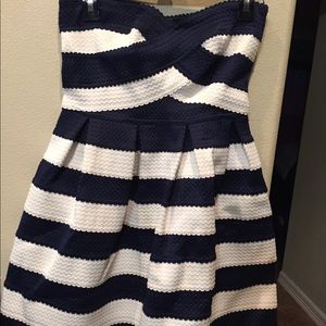 Navy blue and white striped dress